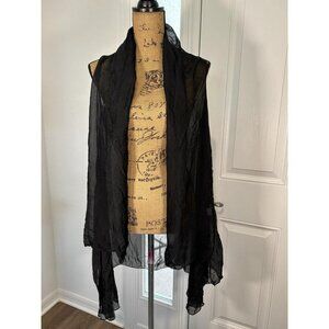 Fully Sheer Silk Vest / Shawl with Arm Holes - Dark Minimalist, Whimsygoth, Boho